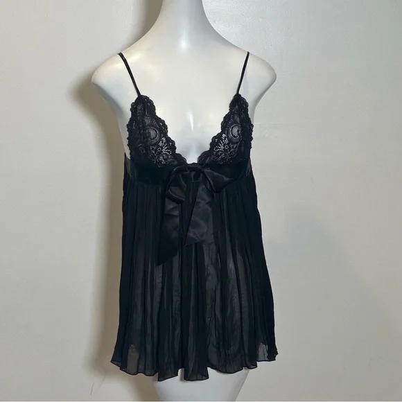 Victoria’s Secret S Black Babydoll Nightie Lace Sheer Lingerie Adjustable 2005 - Picture 3 of 10